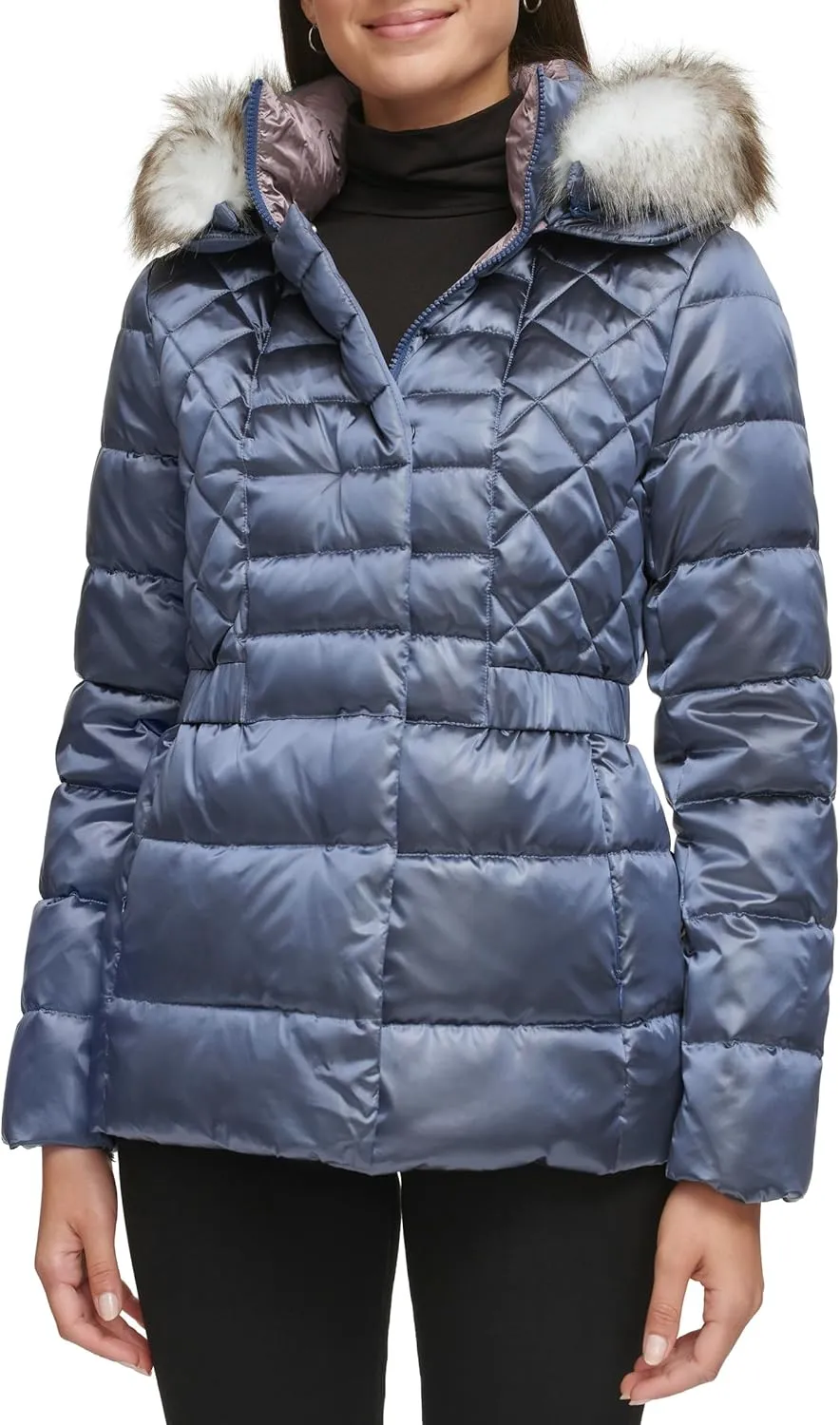 Kenneth Cole Women's Faux Fur Puffer Jacket