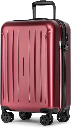 KYME Carry on Luggage 22x14x9 Airline Approved, 20 Inch Hardside Suitcases With Wheels, Hard Shell Suitcase With TSA Lock, Double Spinner Wheels Carry-on, Berry Red