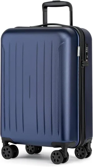 KYME carryon luggage 22x14x9 airline approved, 20 Inch Hardside Suitcases With Wheels, Hard Shell Suitcase With TSA Lock, Double Spinner Wheels Carry-on (Navy Blue, 20inch Carry-on)