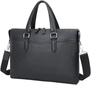 Leather Messenger Bag for Men 14 Inch Laptop Waterproof Briefcase Satchel Shoulder Bag Work Travel College Casual Events