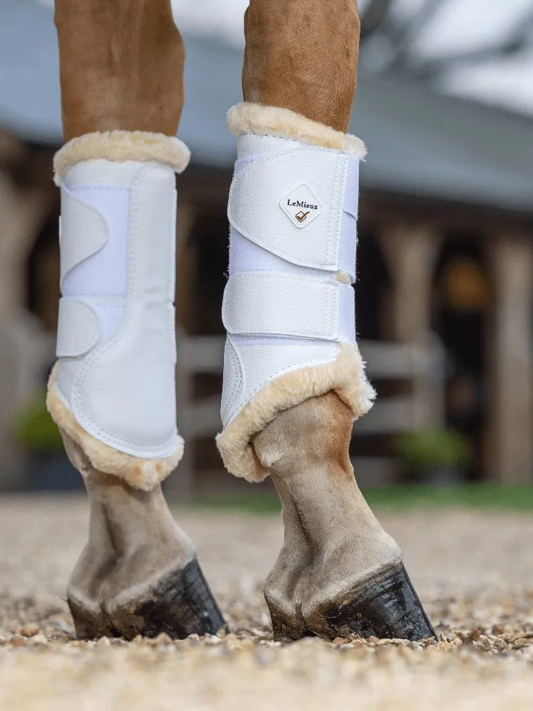 LeMieux Fleece Lined Brushing Boots - White - XL