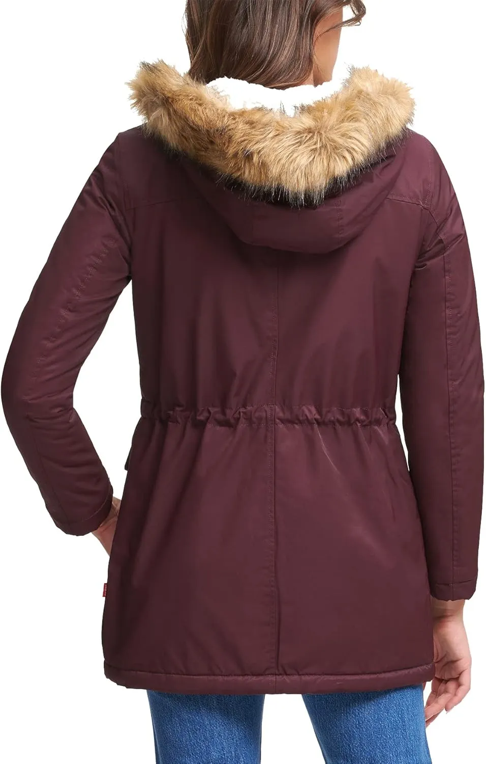 Levi's Women's Sherpa Lined Mid-Length Performance Park Jacket with Faux Fur Collar