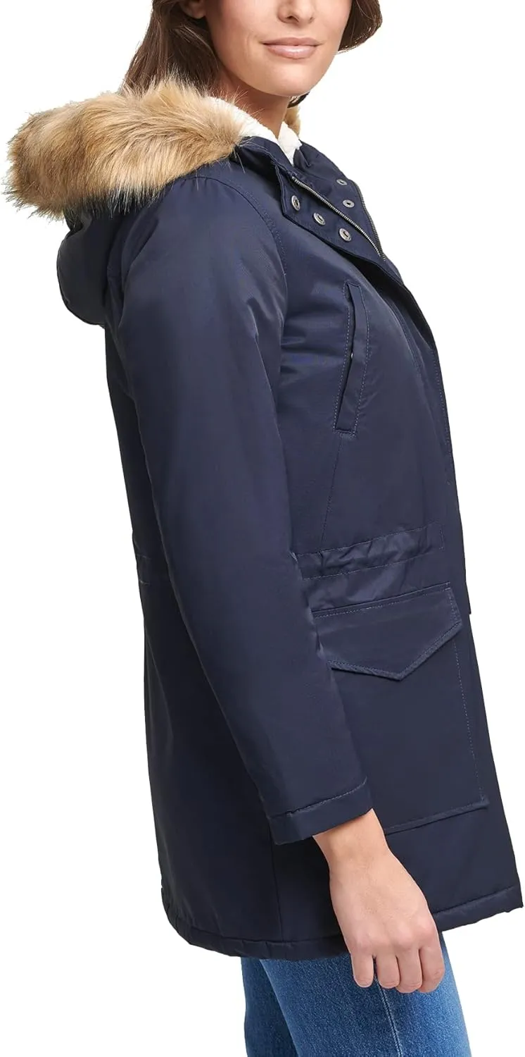 Levi's Women's Sherpa Lined Mid-Length Performance Park Jacket with Faux Fur Collar