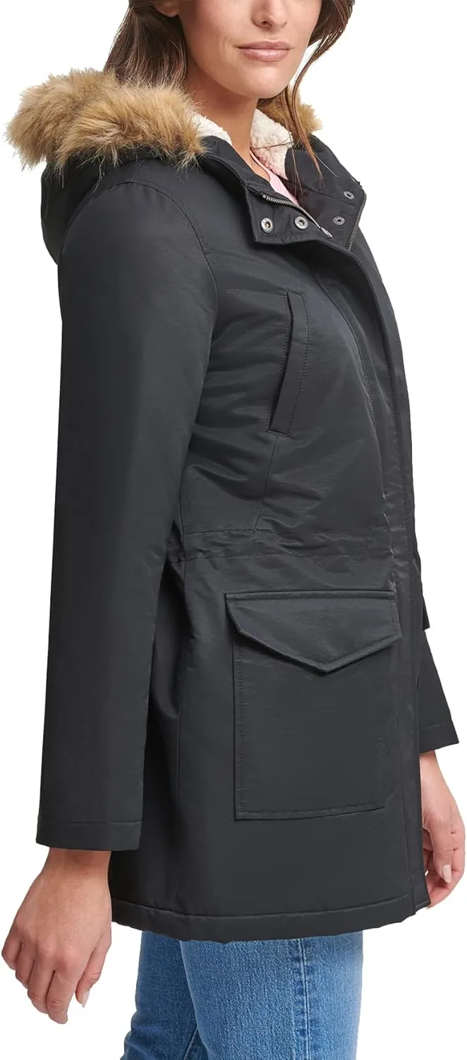 Levi's Women's Sherpa Lined Mid-Length Performance Park Jacket with Faux Fur Collar