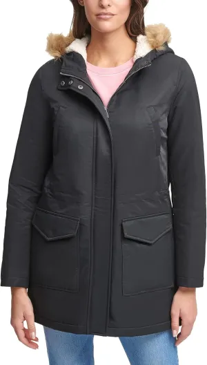 Levi's Women's Sherpa Lined Mid-Length Performance Park Jacket with Faux Fur Collar