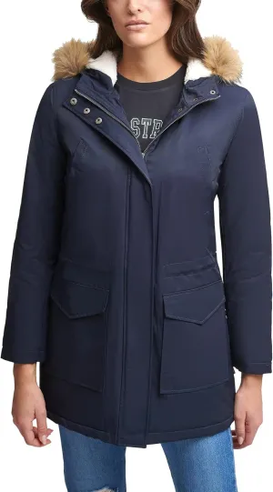 Levi's Women's Sherpa Lined Mid-Length Performance Park Jacket with Faux Fur Collar