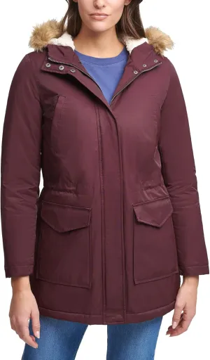 Levi's Women's Sherpa Lined Mid-Length Performance Park Jacket with Faux Fur Collar