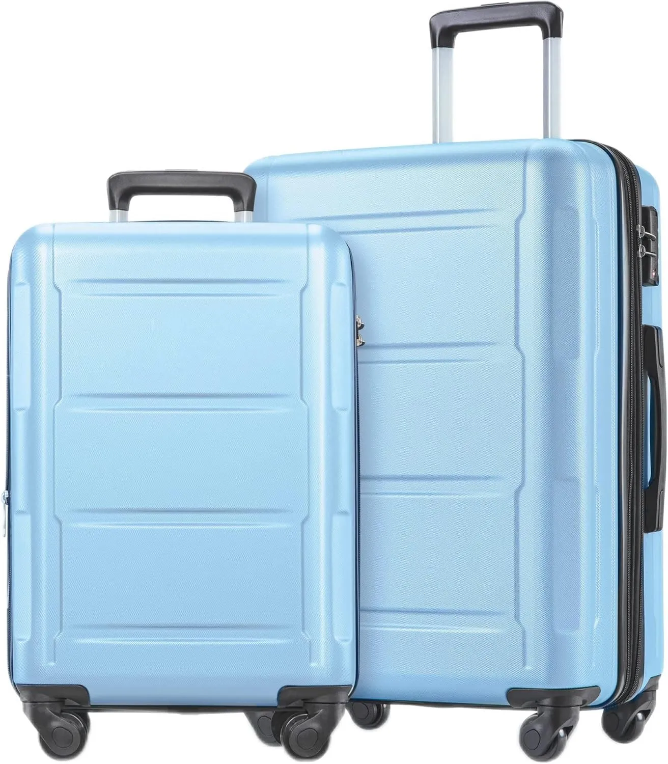 Lightweight Expandable Spinner Wheel Luggage Set, 20-inch and 24-inch Suitcases, Durable ABS Material, Light Blue