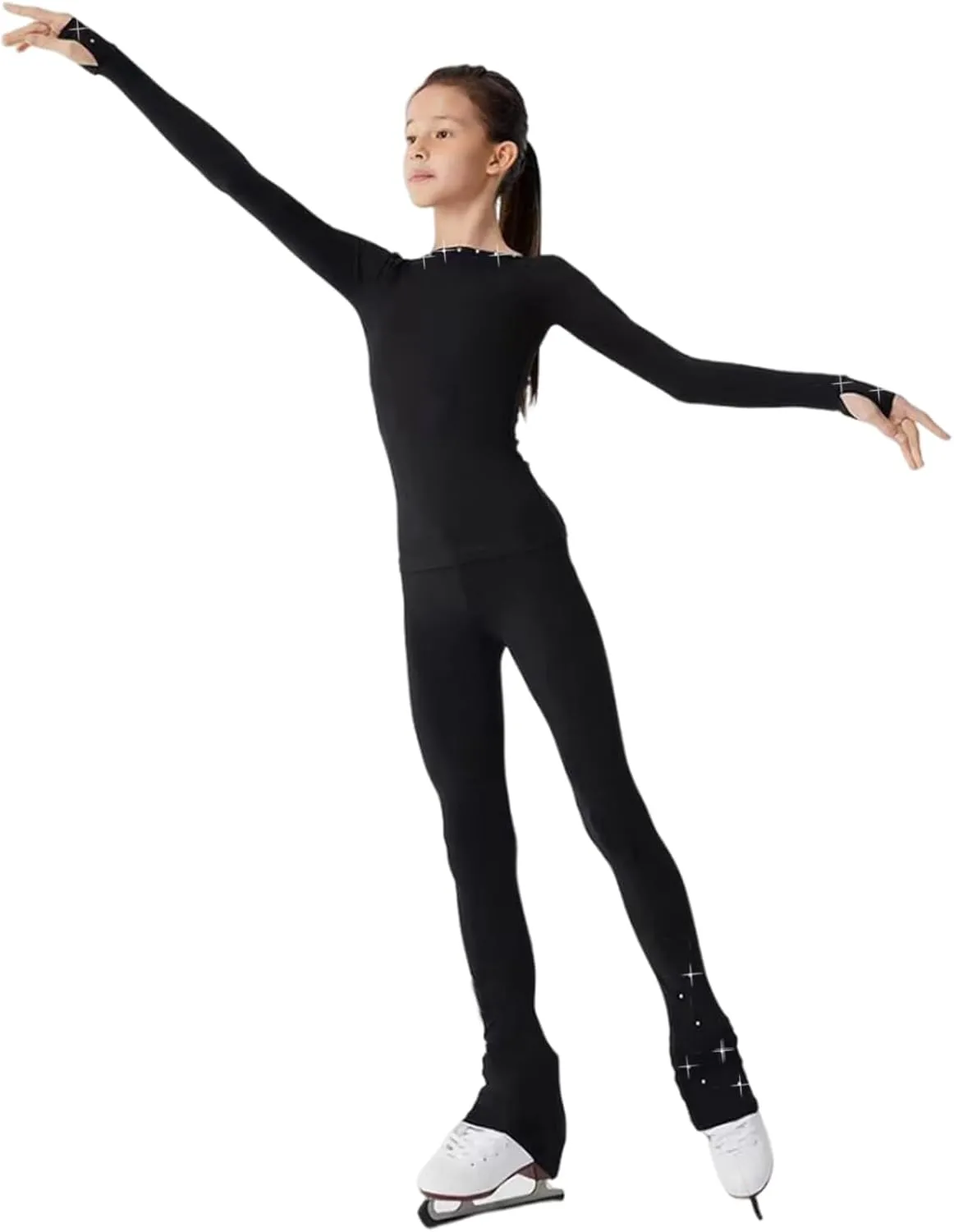 LIUHUO Figure Skating Suit Pants Jackets Girls Women Comfortable Training Wear Black
