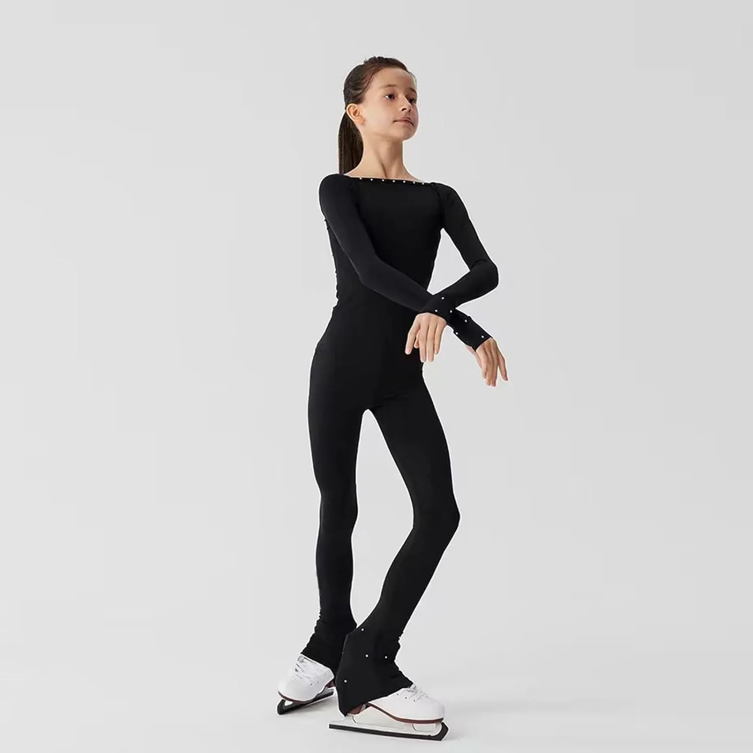 LIUHUO Figure Skating Suit Pants Jackets Girls Women Comfortable Training Wear Black