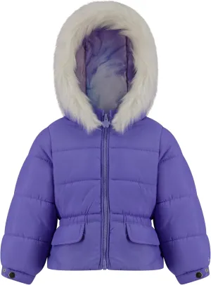 LONDON FOG Girls' Heavyweight Puffer Jacket with Faux Fur Hood and Fleece Lining