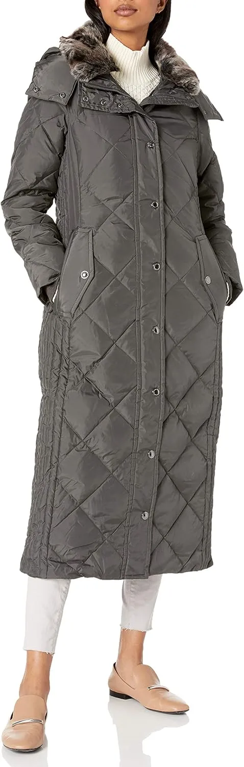 LONDON FOG Women's Diamond Down Quilting with Removable Hood