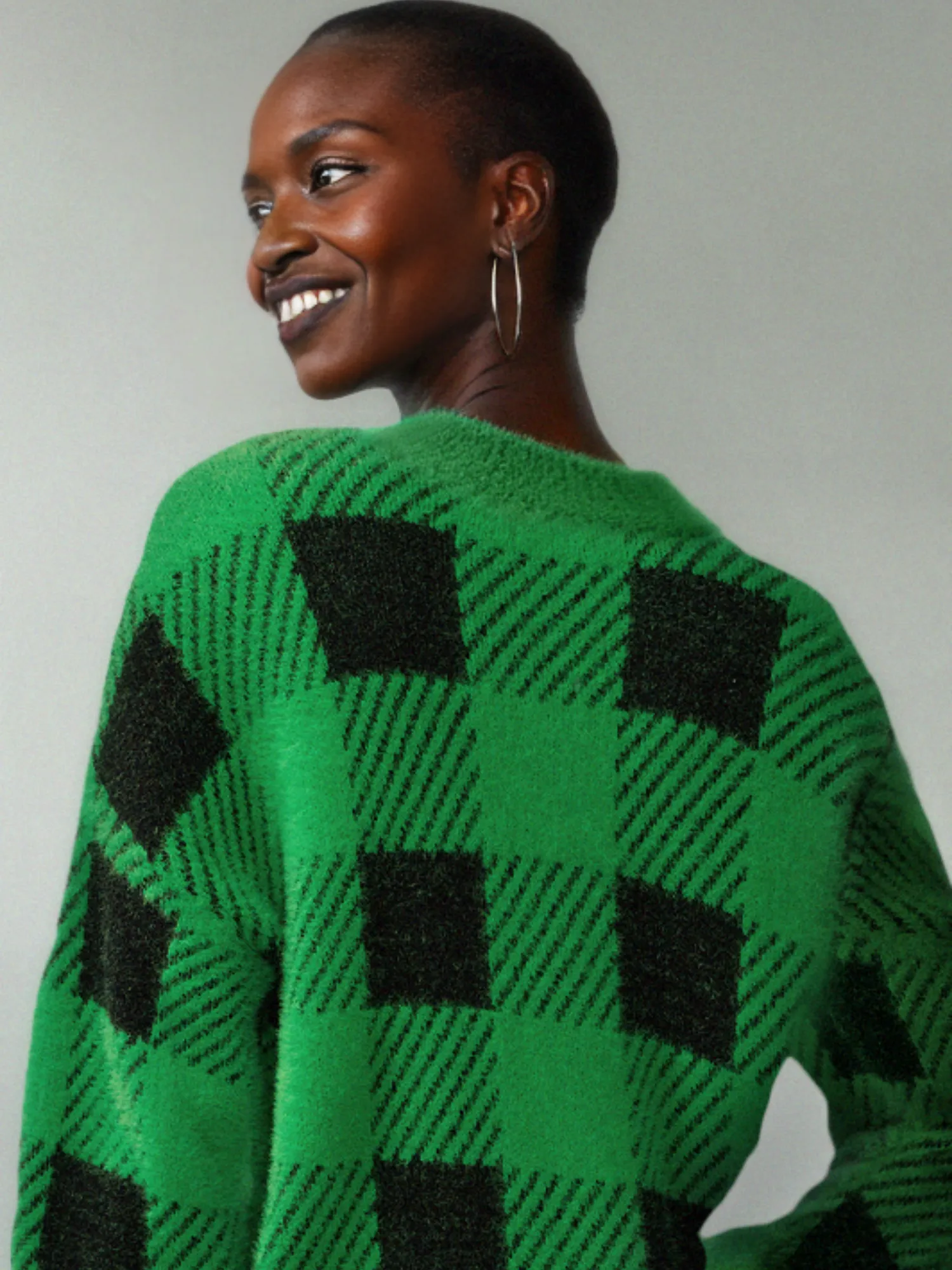 Long Sleeve V Neck Eyelash Sweater