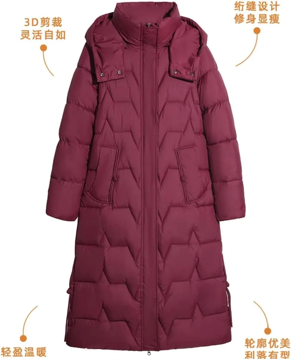 Long Warm Winter Jacket Womens Hooded Down Cotton Coat Korean Cotton-Padded Parkas