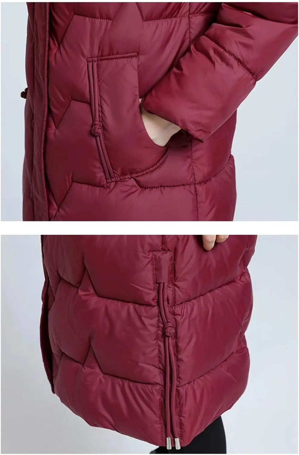 Long Warm Winter Jacket Womens Hooded Down Cotton Coat Korean Cotton-Padded Parkas