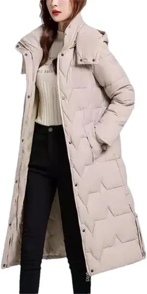 Long Warm Winter Jacket Womens Hooded Down Cotton Coat Korean Cotton-Padded Parkas