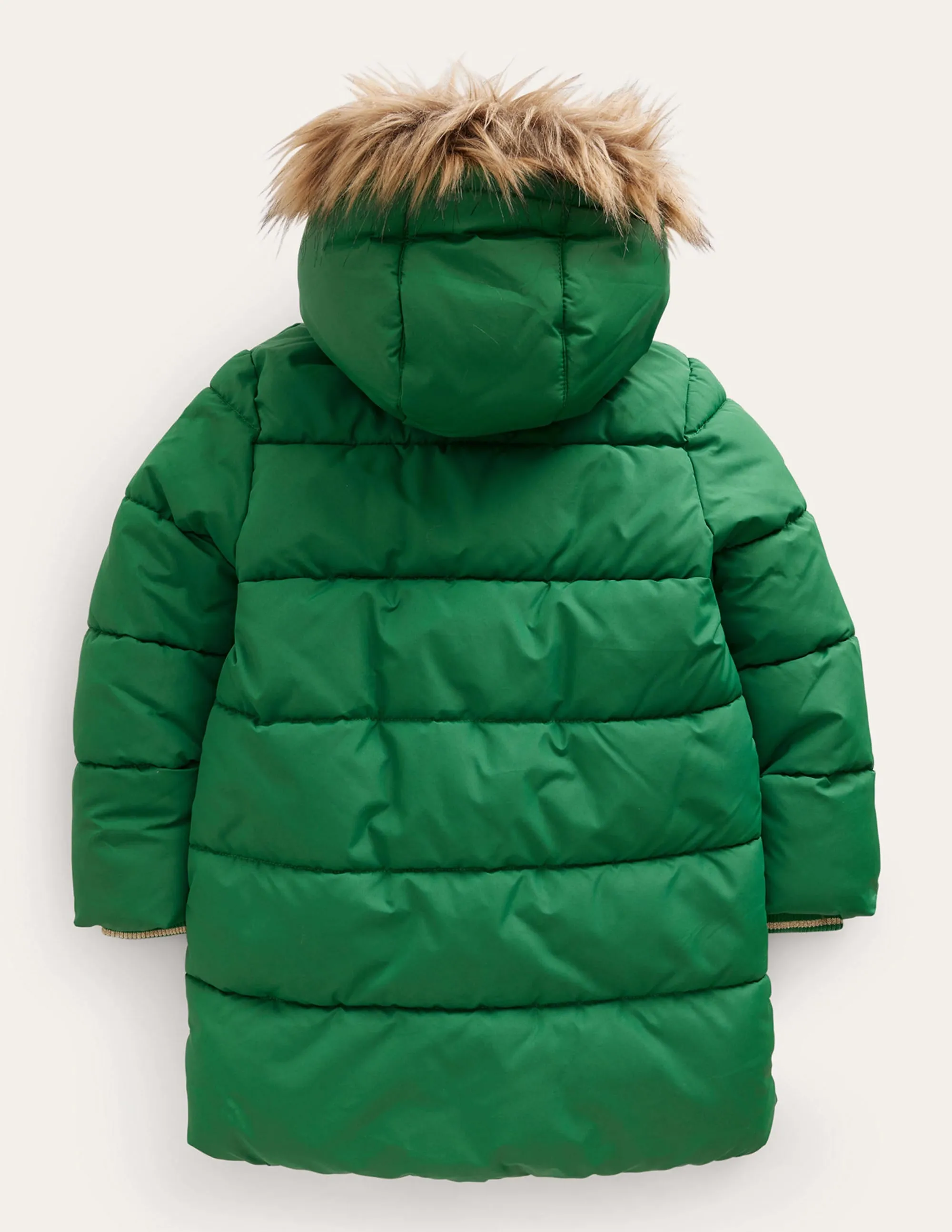 Longline Padded Coat-Deep Green
