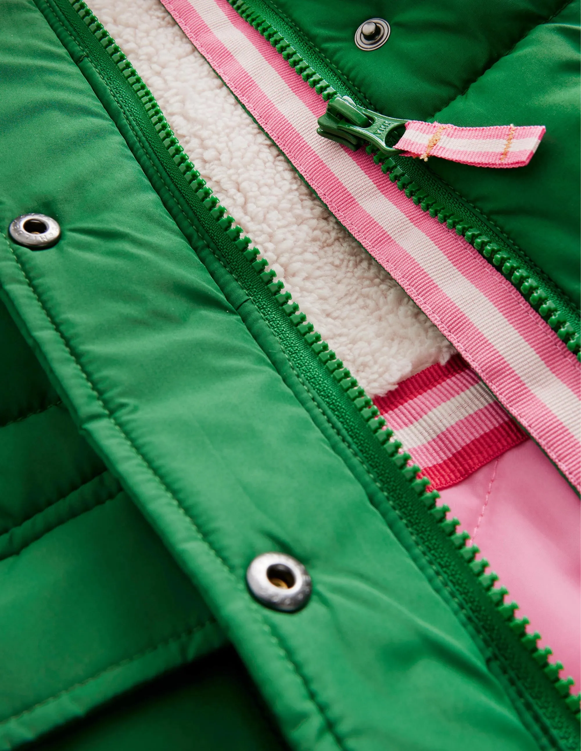Longline Padded Coat-Deep Green
