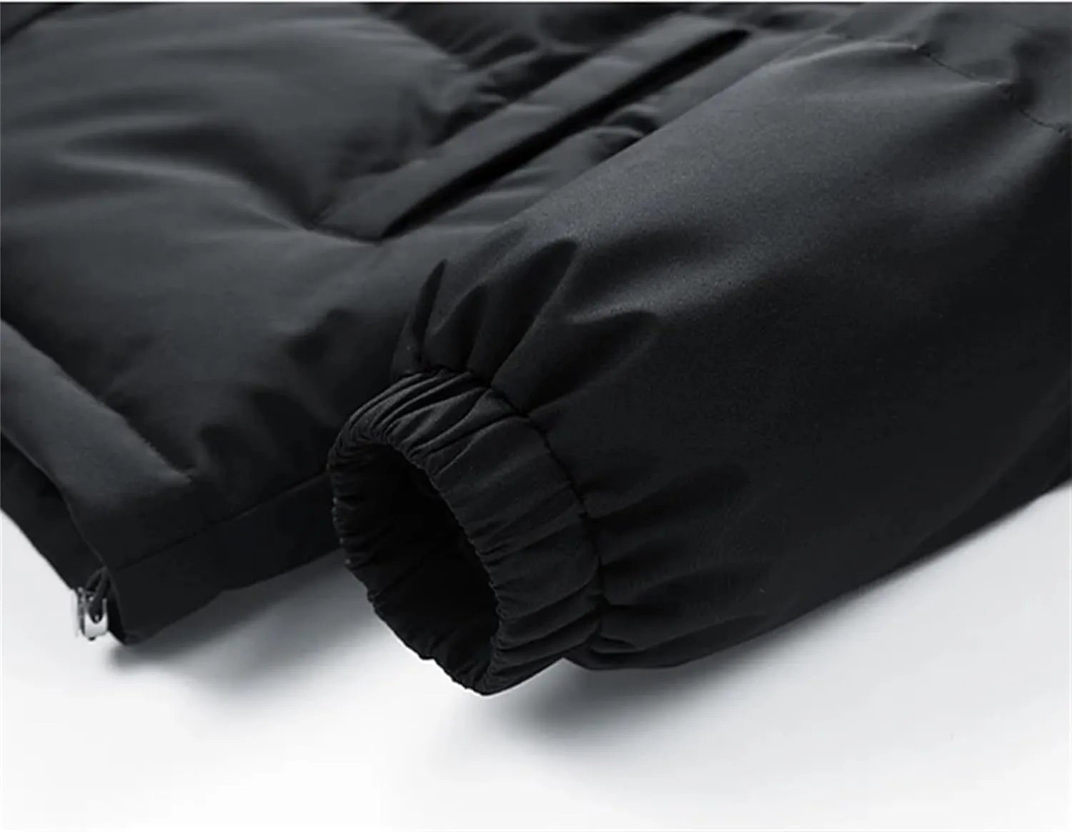 Men Hooded Solid Stand Collar Cotton-Padded Thick Warm Casual Button Zipper Parka Coat