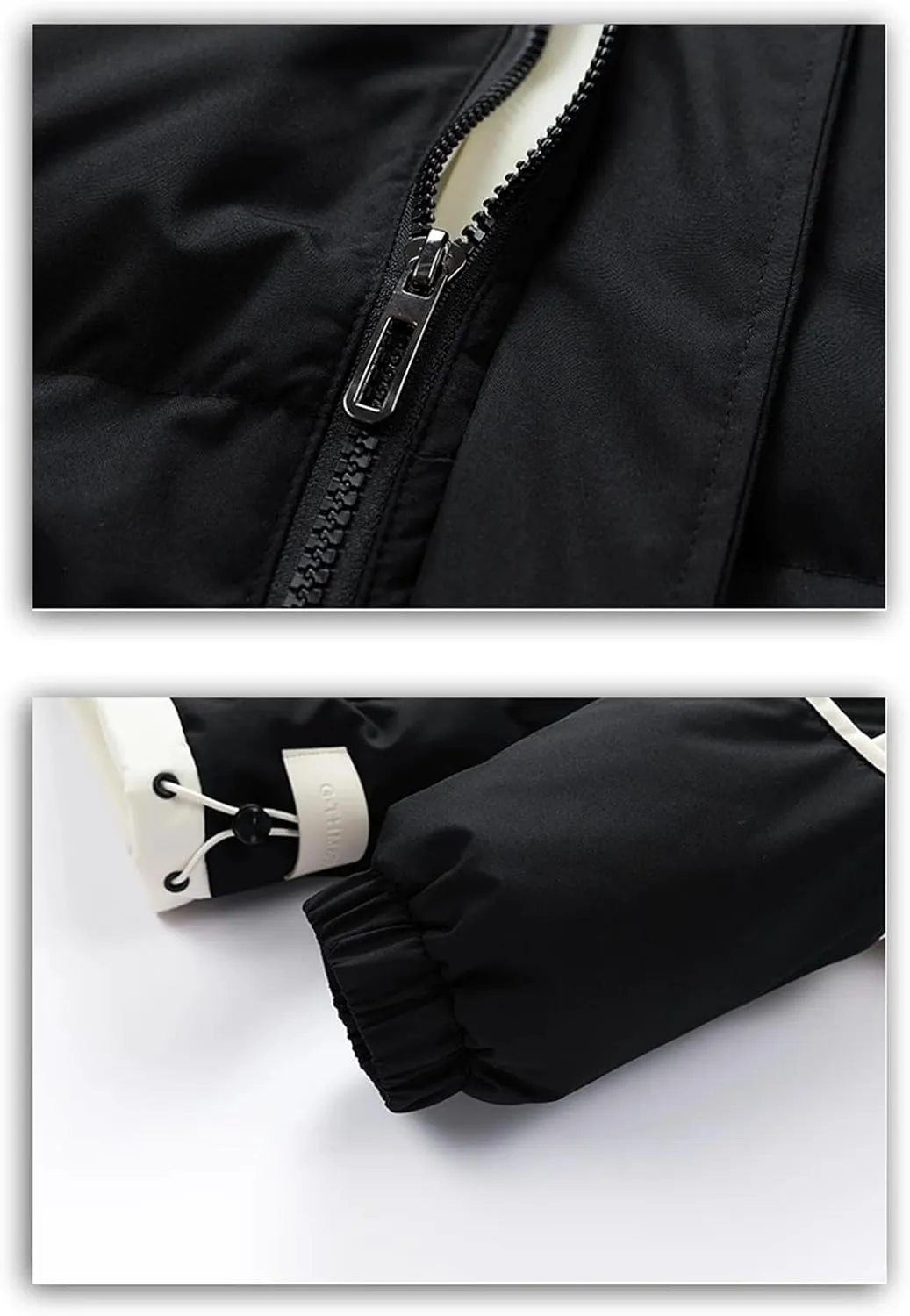 Men Hooded Stand Collar Cotton-Padded Thick Warm Casual Patchwork Long Sleeve Parka Coat