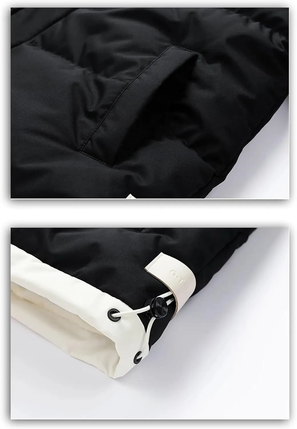 Men Hooded Stand Collar Cotton-Padded Thick Warm Casual Patchwork Long Sleeve Parka Coat
