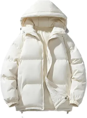 Men Solid Hooded Stand Collar Cotton-Padded Outdoor Casual Thick Warm Parka Coat