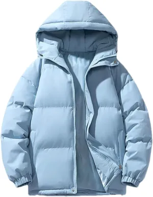 Men Solid Hooded Stand Collar Cotton-Padded Outdoor Casual Thick Warm Parka Coat