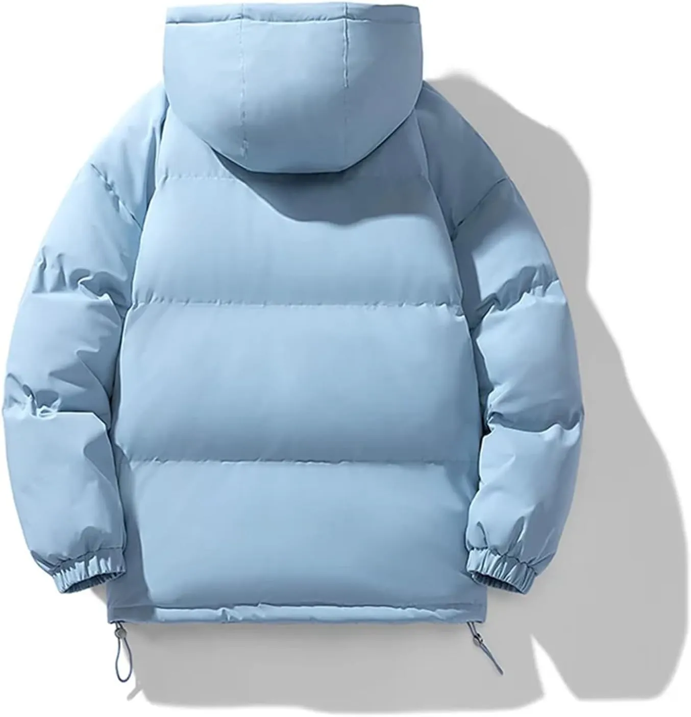 Men Solid Hooded Stand Collar Cotton-Padded Outdoor Casual Thick Warm Parka Coat