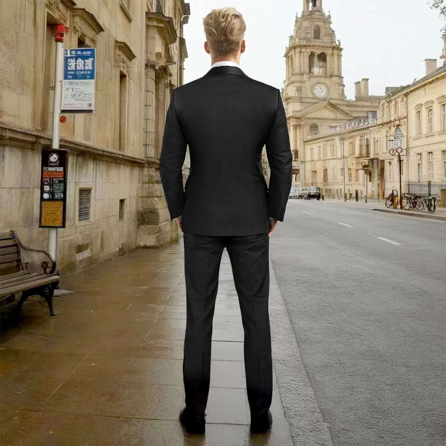 Men's 2 Piece Double Breasted Suits Slim Fit Tuxedo Jacket and Dress Pants Set for Wedding Business Prom Suits