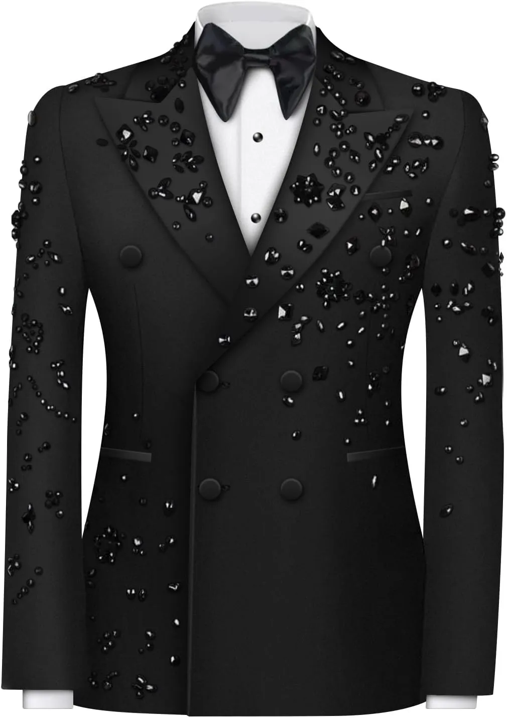 Men's 2 Piece Double Breasted Suits Slim Fit Tuxedo Jacket and Dress Pants Set for Wedding Business Prom Suits