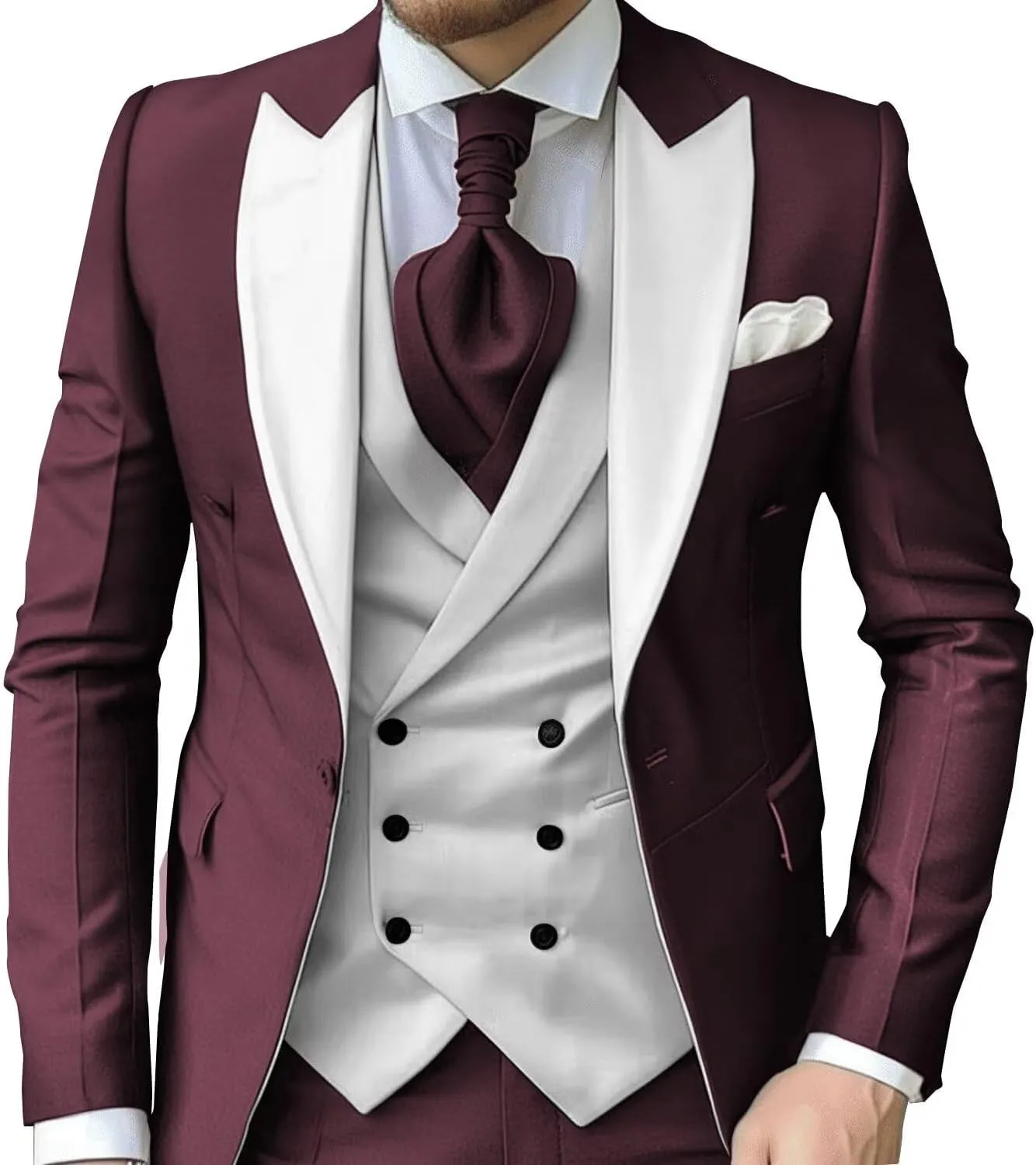 Mens 3 Piece Suits Slim Fit Tuxedo for Men Wedding Prom Suits Fashion Formal