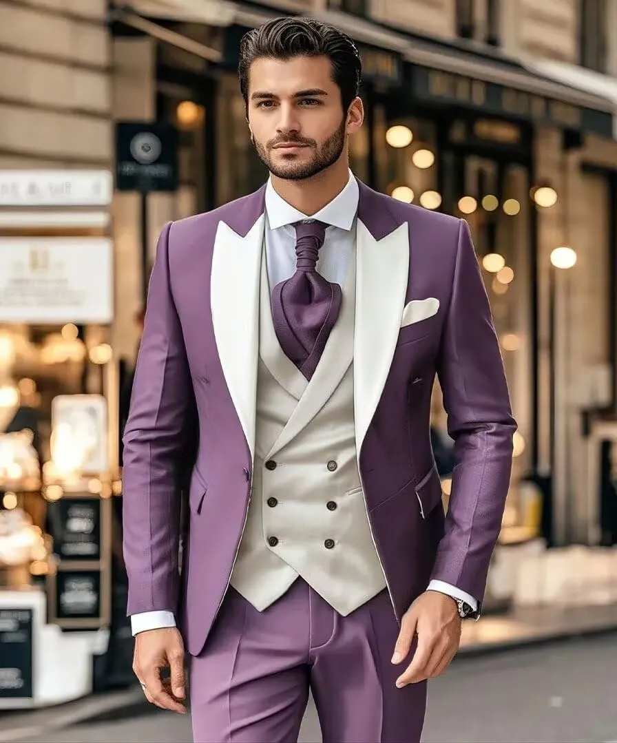 Mens 3 Piece Suits Slim Fit Tuxedo for Men Wedding Prom Suits Fashion Formal