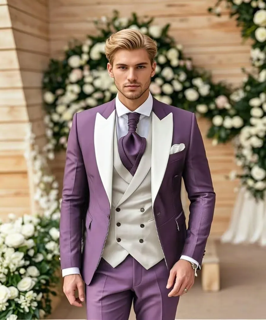 Mens 3 Piece Suits Slim Fit Tuxedo for Men Wedding Prom Suits Fashion Formal