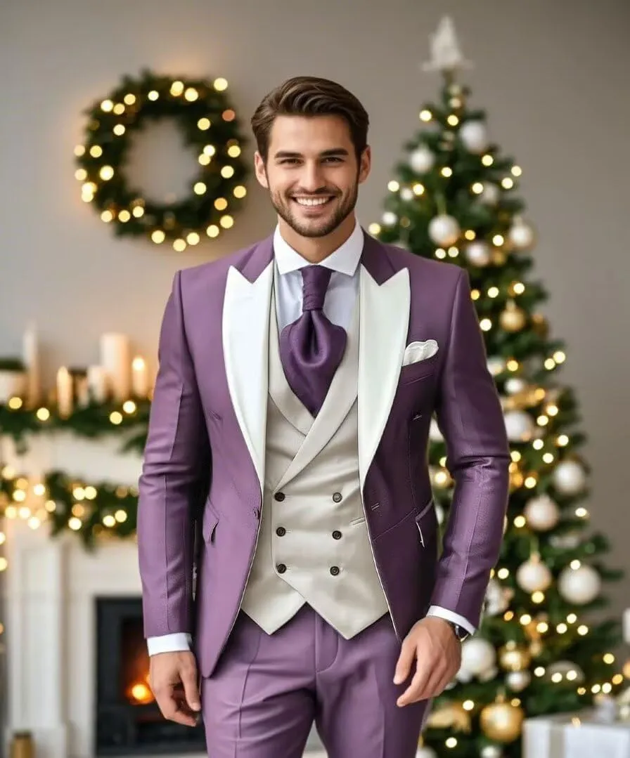 Mens 3 Piece Suits Slim Fit Tuxedo for Men Wedding Prom Suits Fashion Formal