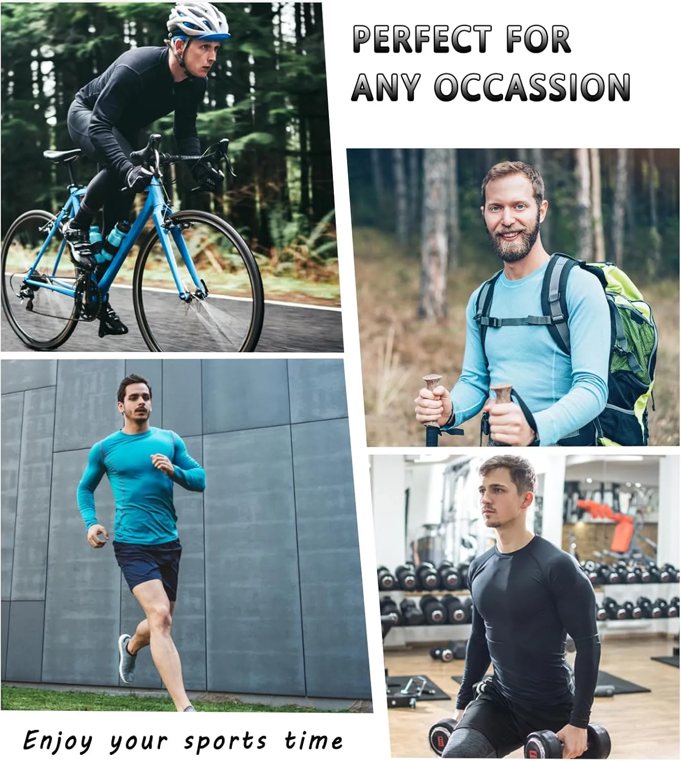 Men's Compression Shirts Long Sleeve Athletic T-Shirts Workout Running Tops Quick Dry Baselayer Undershirts for Football