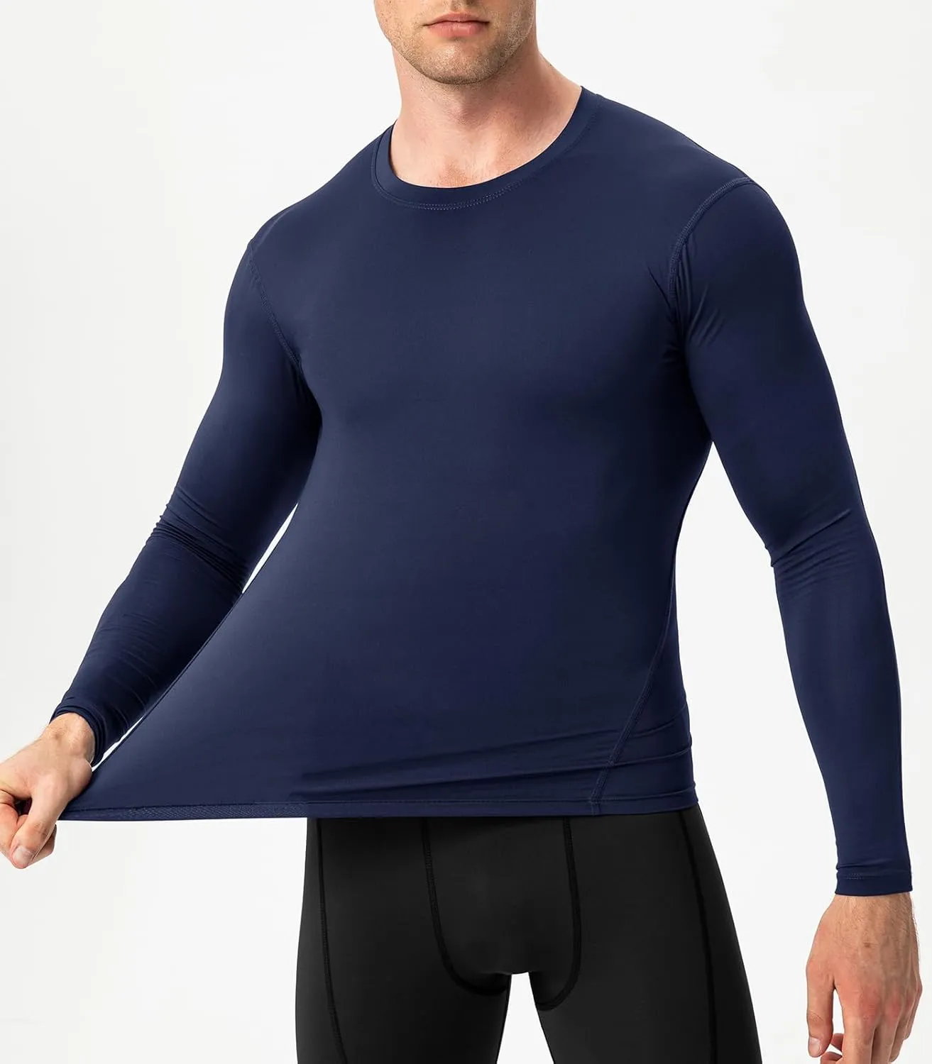 Men's Compression Shirts Long Sleeve Athletic T-Shirts Workout Running Tops Quick Dry Baselayer Undershirts for Football