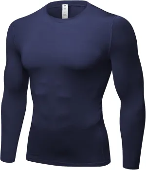Men's Compression Shirts Long Sleeve Athletic T-Shirts Workout Running Tops Quick Dry Baselayer Undershirts for Football