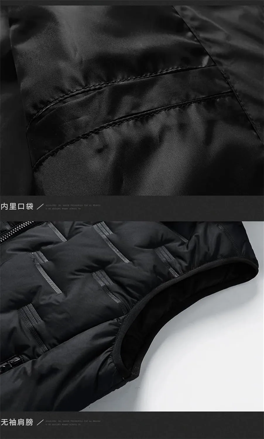 Mens Hooded Coats Sleeveless Jacket Down Vest Warm Thick Cotton-Padded