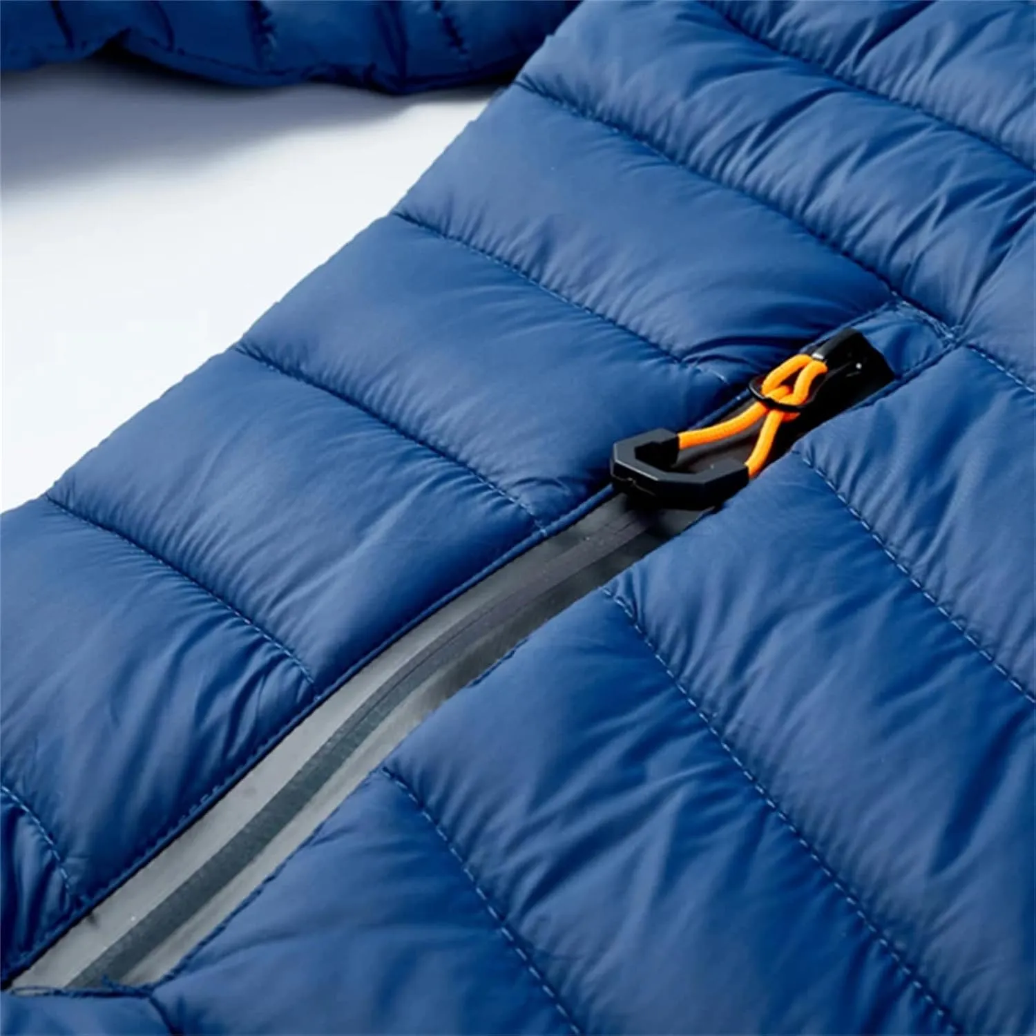 Men's Hooded Stand Collar Zipper Cotton-Padded Thickened Warm Casual Multi Pocket Parka Coat