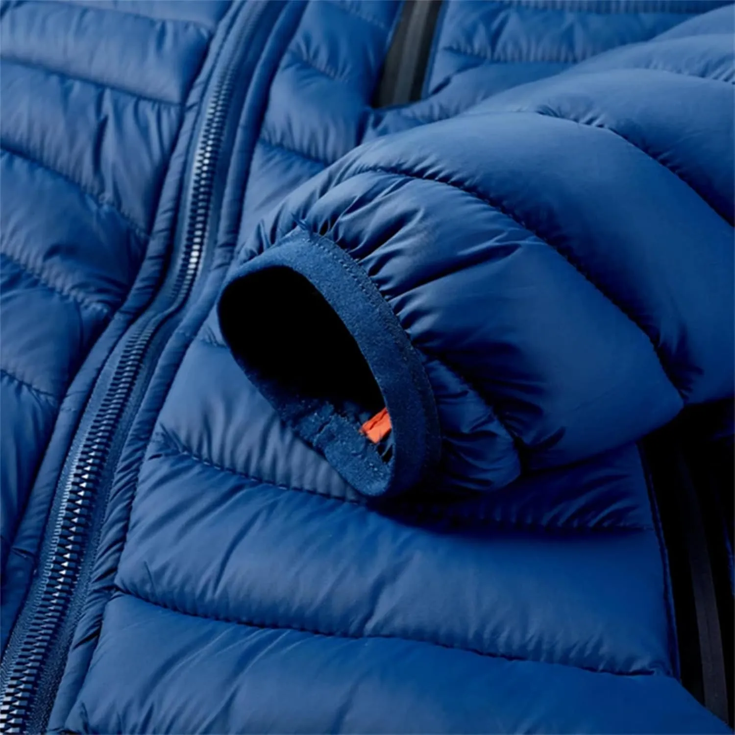 Men's Hooded Stand Collar Zipper Cotton-Padded Thickened Warm Casual Multi Pocket Parka Coat