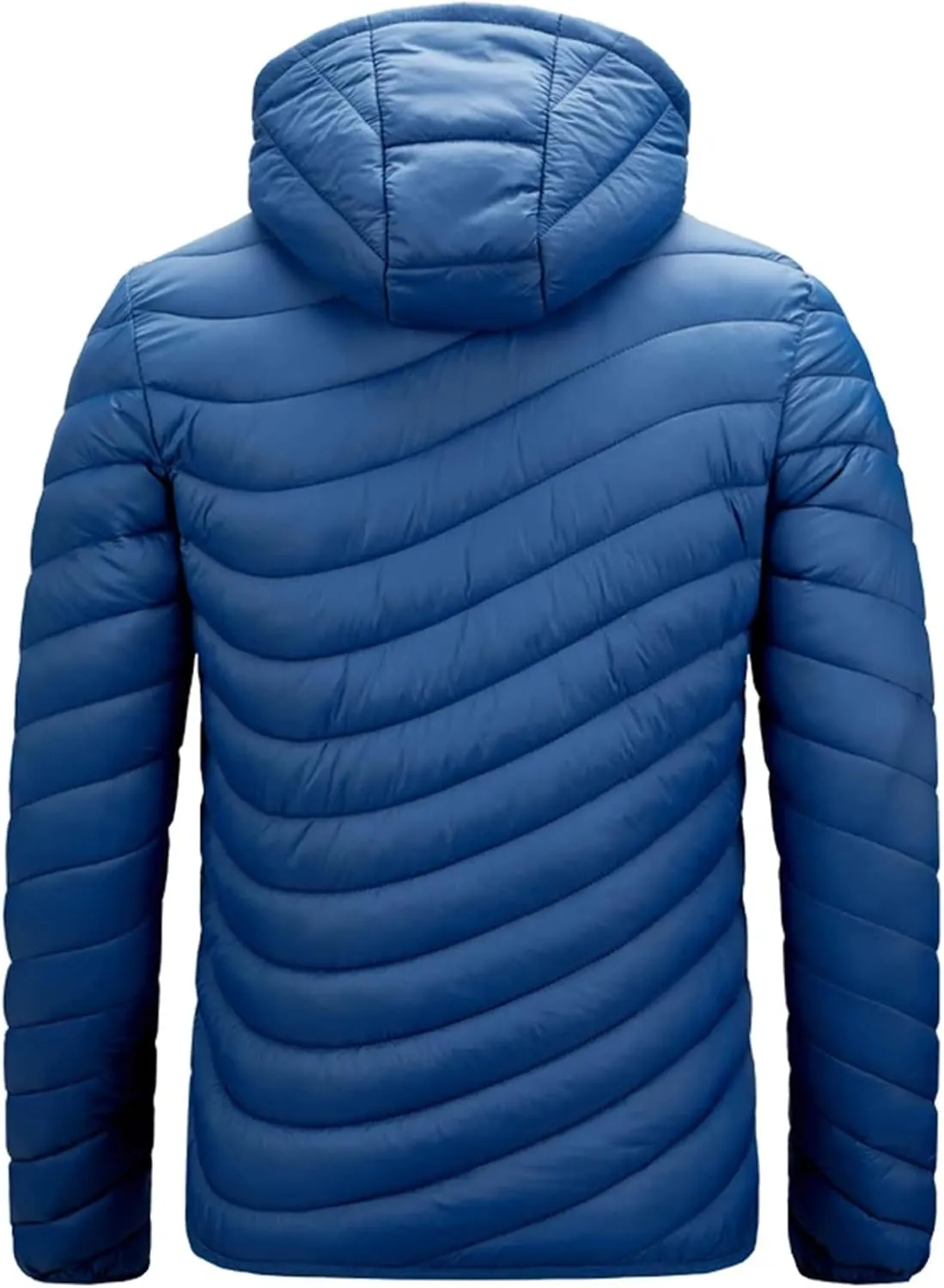 Men's Hooded Stand Collar Zipper Cotton-Padded Thickened Warm Casual Multi Pocket Parka Coat