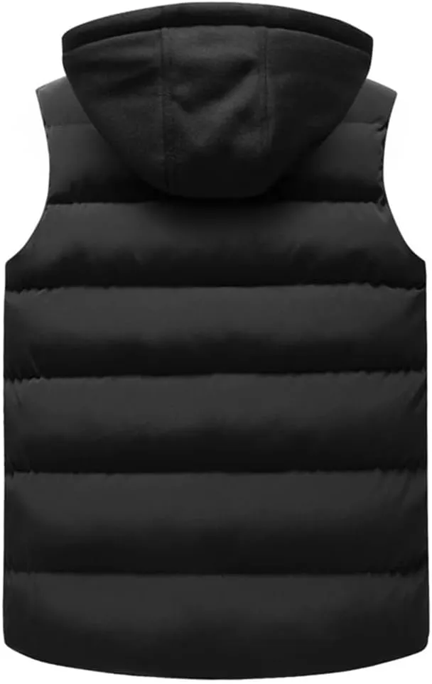 Men's Outdoors Vest Cotton-Padded Vest Warm Hooded Waistcoat Coats Vests