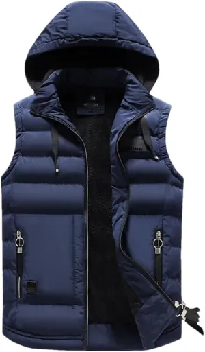 Men's Outdoors Vest Cotton-Padded Vest Warm Hooded Waistcoat Coats Vests
