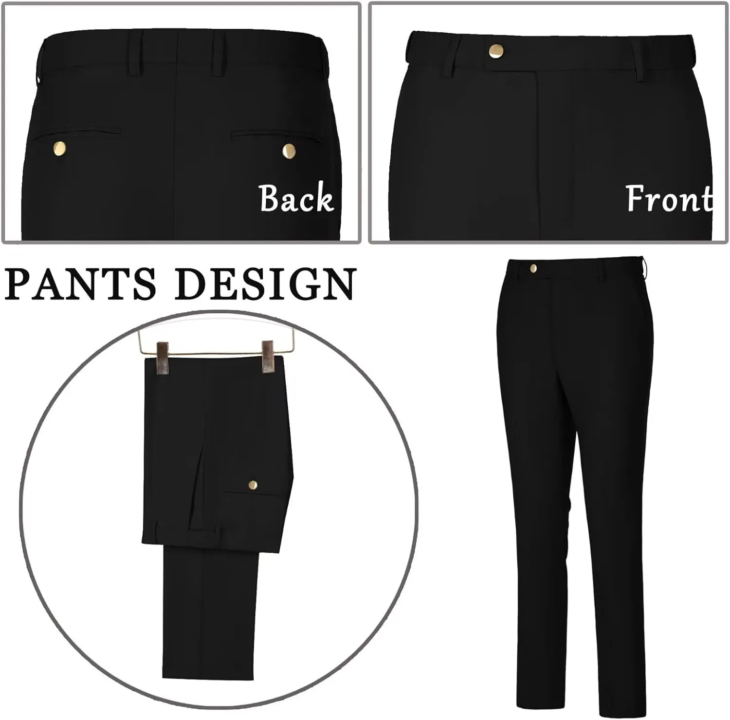 Men's Suits 3 Piece Slim Fit Tuxedo Suit One Button Double Breasted Men Wedding Prom Homecoming Suits Blazer Vest Pants