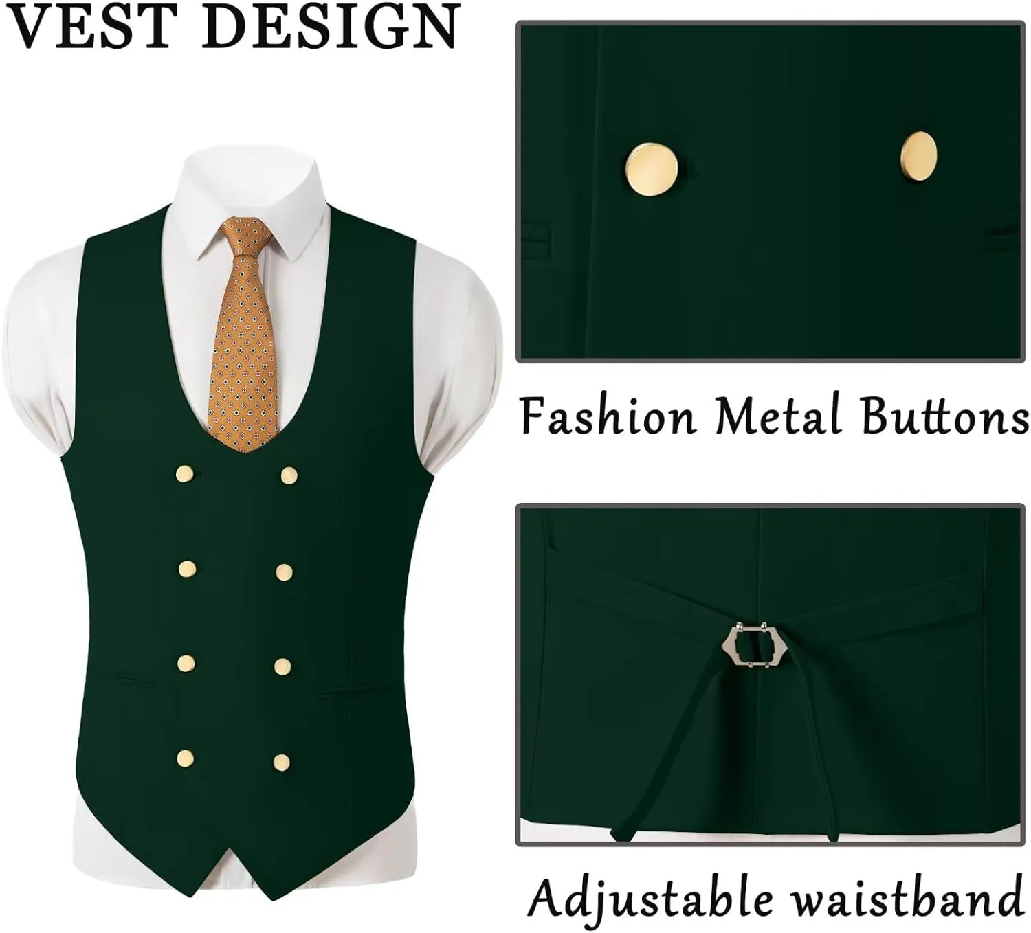 Men's Suits 3 Piece Slim Fit Tuxedo Suit One Button Double Breasted Men Wedding Prom Homecoming Suits Blazer Vest Pants