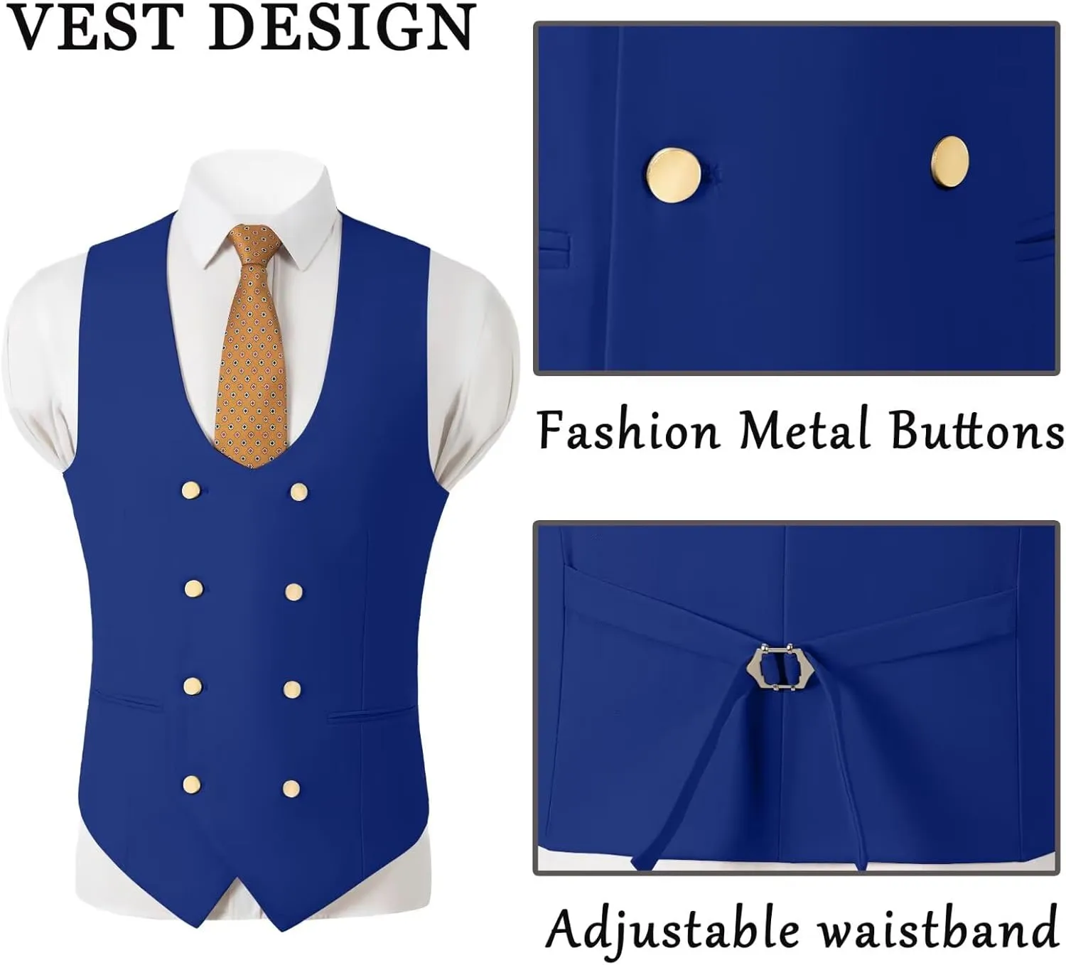 Men's Suits 3 Piece Slim Fit Tuxedo Suit One Button Double Breasted Men Wedding Prom Homecoming Suits Blazer Vest Pants