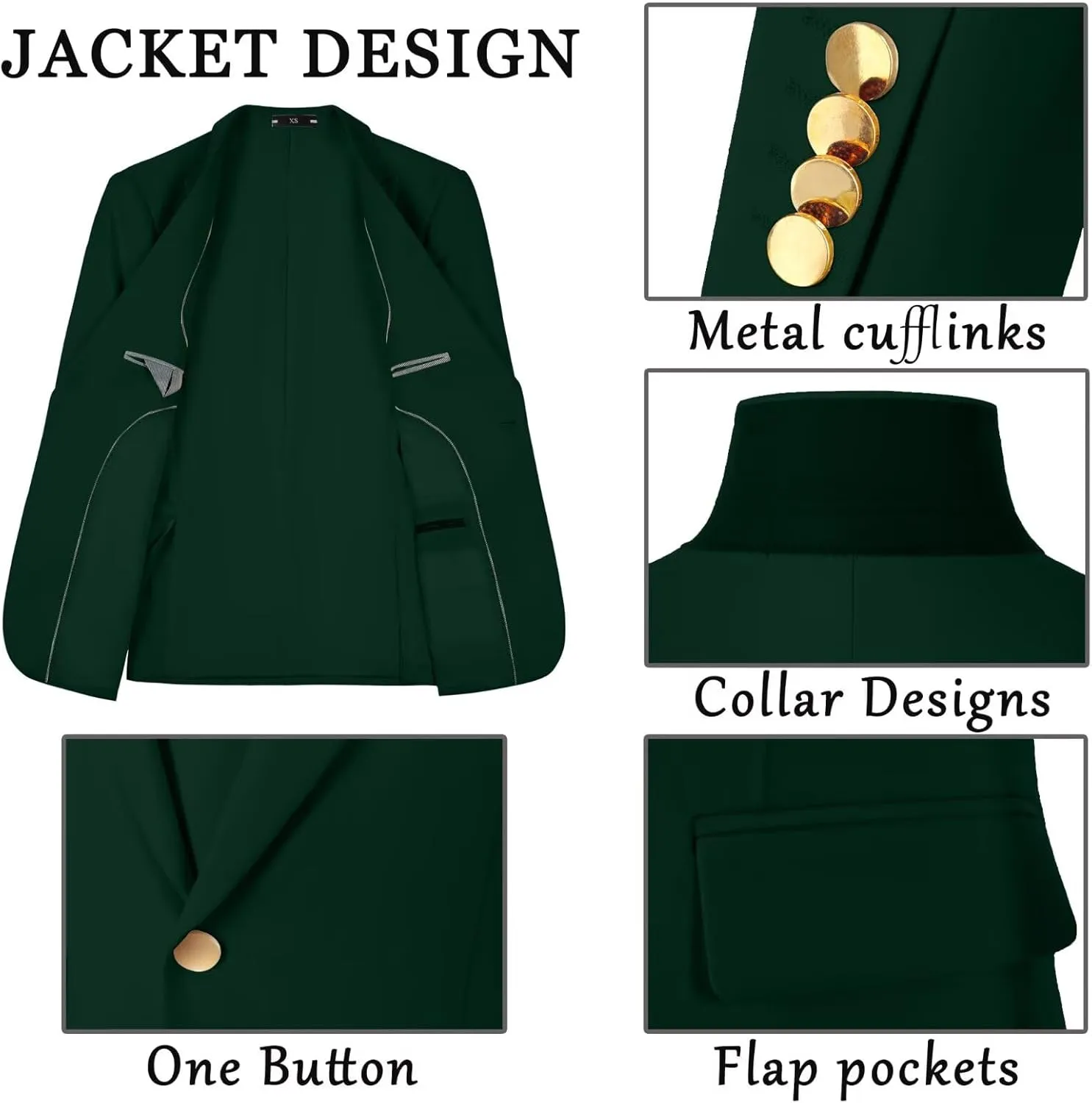 Men's Suits 3 Piece Slim Fit Tuxedo Suit One Button Double Breasted Men Wedding Prom Homecoming Suits Blazer Vest Pants
