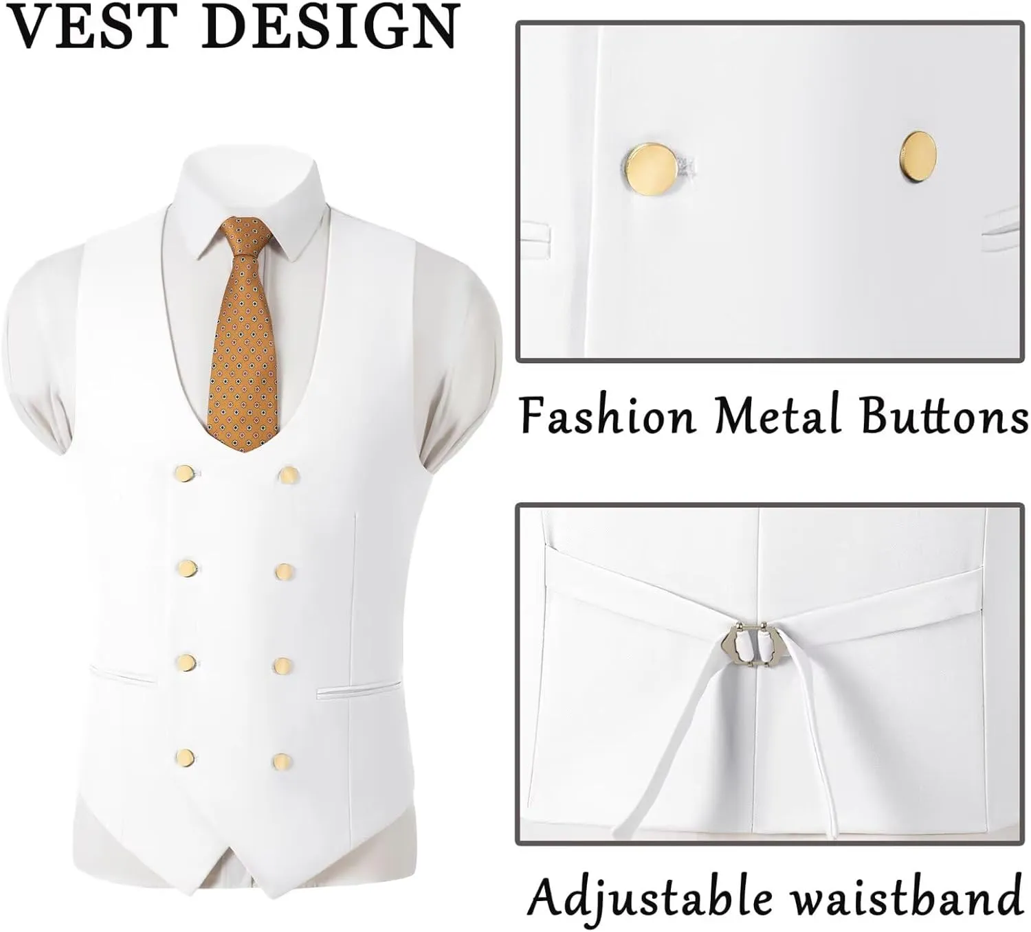Men's Suits 3 Piece Slim Fit Tuxedo Suit One Button Double Breasted Men Wedding Prom Homecoming Suits Blazer Vest Pants