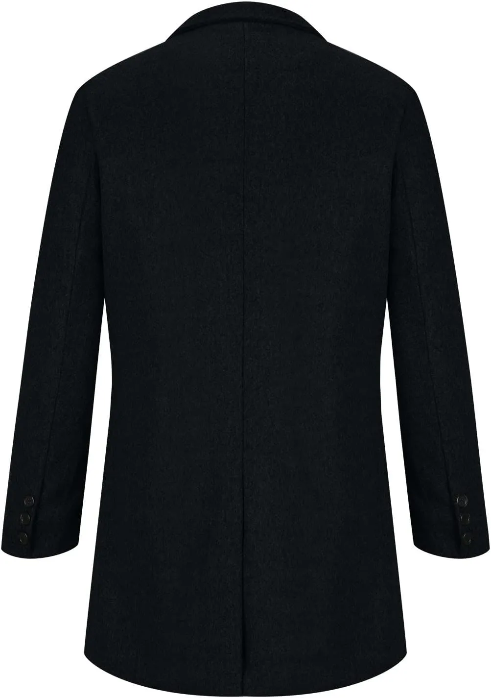 Mens Trench Coat-Slim Fit Notched Lapel Fall Winter Single Breasted Pea Coat Warm Business Long Jacket Overcoat
