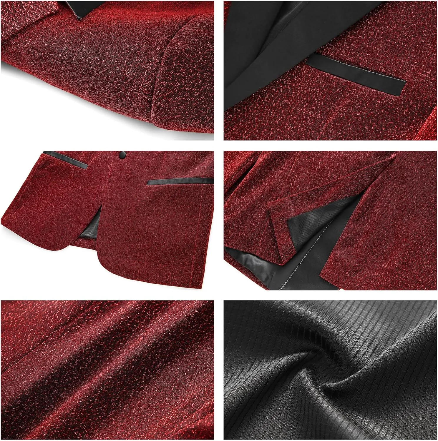 Mens Tuxedo Suits Slim Fit Party Blazer for Men Shiny Dress Coat Jackets Classic Regular Fit 2 Piece Suits Set